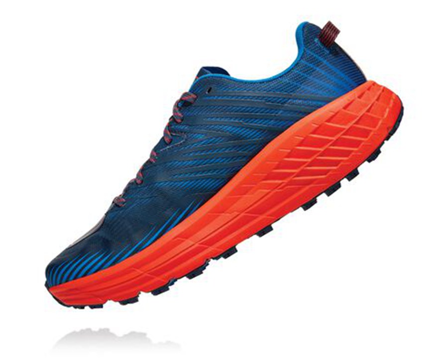 Hoka One One Trailsko Herre - Speedgoat 4 - Blå/Rød - 680532OEB